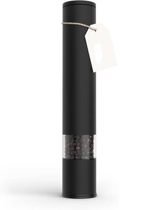 Front. FINEAK - Carbon Black Manual Salt and Pepper Mill with Adjustable Ceramic Grinder - Black.