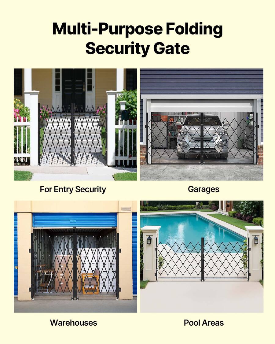Secure Gate VEVOR Double Folding Security Gate, Lockable Scissor Gate with 360 ...