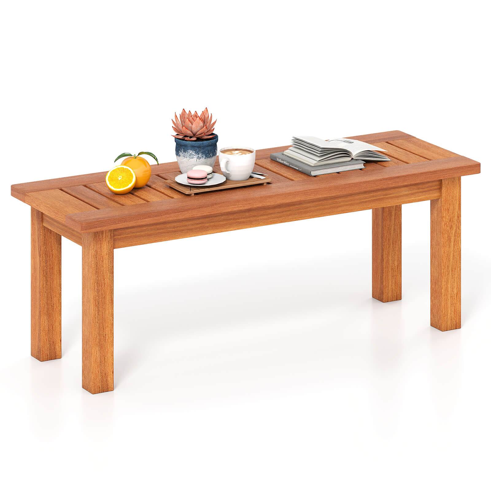 Alt View 7. Costway - Costway 1 PCS 2-Person Outdoor Backless Bench with Slatted Seat Rustic Wooden Entryway Bench - Brown.