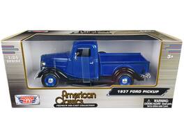 1937 Ford Pickup Truck "American Classics" 1/24 Diecast Model Car by Motormax - Blue Metallic and Black