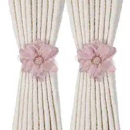 Unique Bargains - Premium 2pcs Flower Curtain Tiebacks with Buckle Decorative Holders for Home Office Thin Sheer Window Curtains - Light Purple