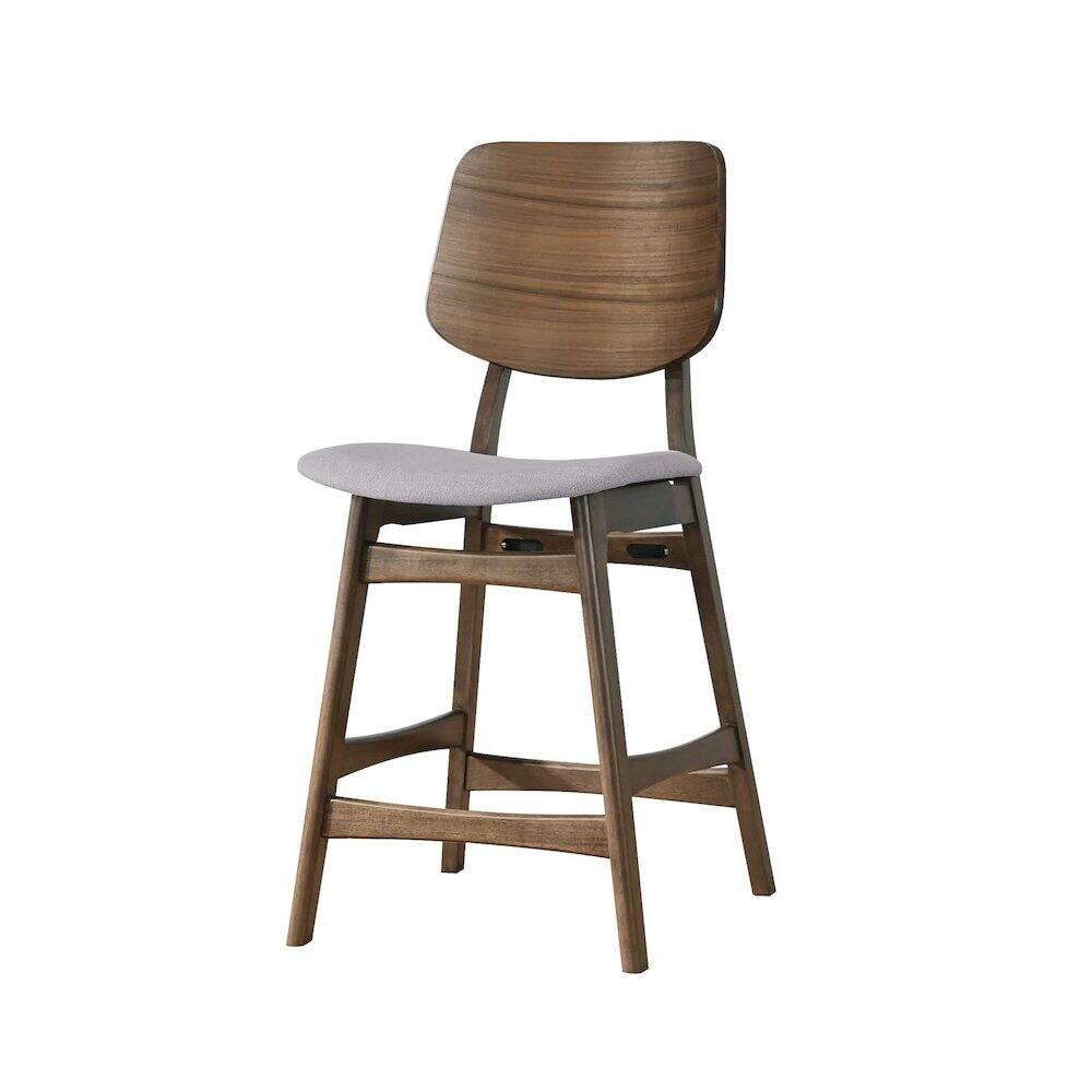 Alt View 1. New Classic Furniture - Oscar Wood Counter Chair in Walnut/Dark Gray (Set of 2) - Grey.