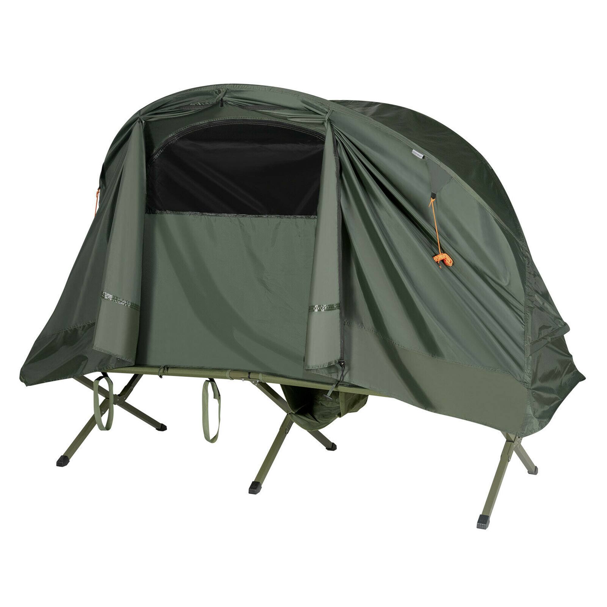 Alt View 9. Gymax - Gymax 1-Person Outdoor Camping Tent Cot Compact Elevated Tent Set W/ External Cover Green - Green.