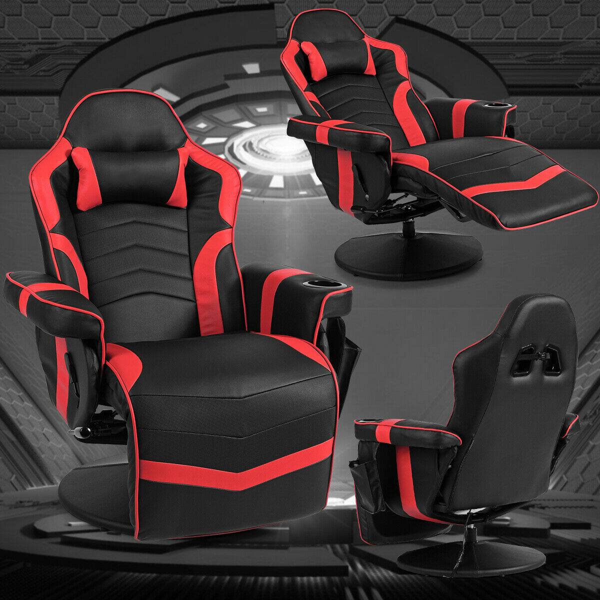 Alt View 3. Ecooso - Ergonomic High Back Massage Gaming Chair Gaming Recliner with Pilloww - Red.