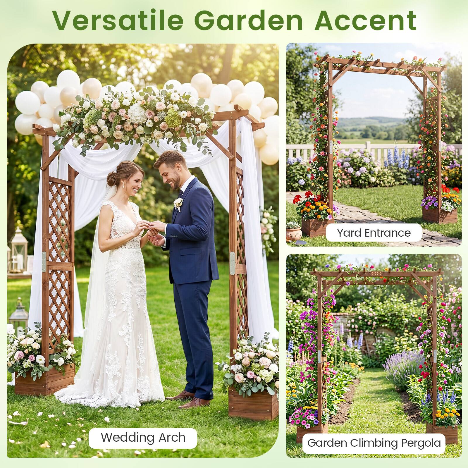 Versatile Garden Accent  
Yard Entrance  
Wedding Arch  
Garden Climbing Pergola