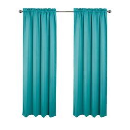 RT Designers Collection - 100% Polyester Twilight Blackout Rod Pocket Curtain Panel 54" x 84" - Turquoise