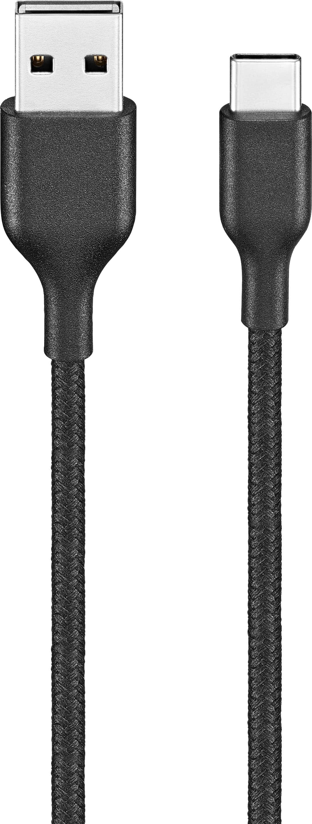 Left. Best Buy essentials™ - 4' USB-C to USB Braided Charge-and-Sync Cable - Black.