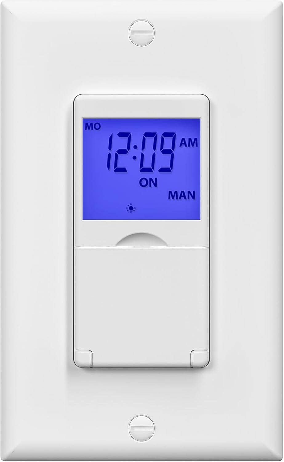 BN-LINK - 7-Day Programmable In-Wall Timer Switch, Lights, Fans & Motors, Single Pole/3-Way, Neutral Wire - White
