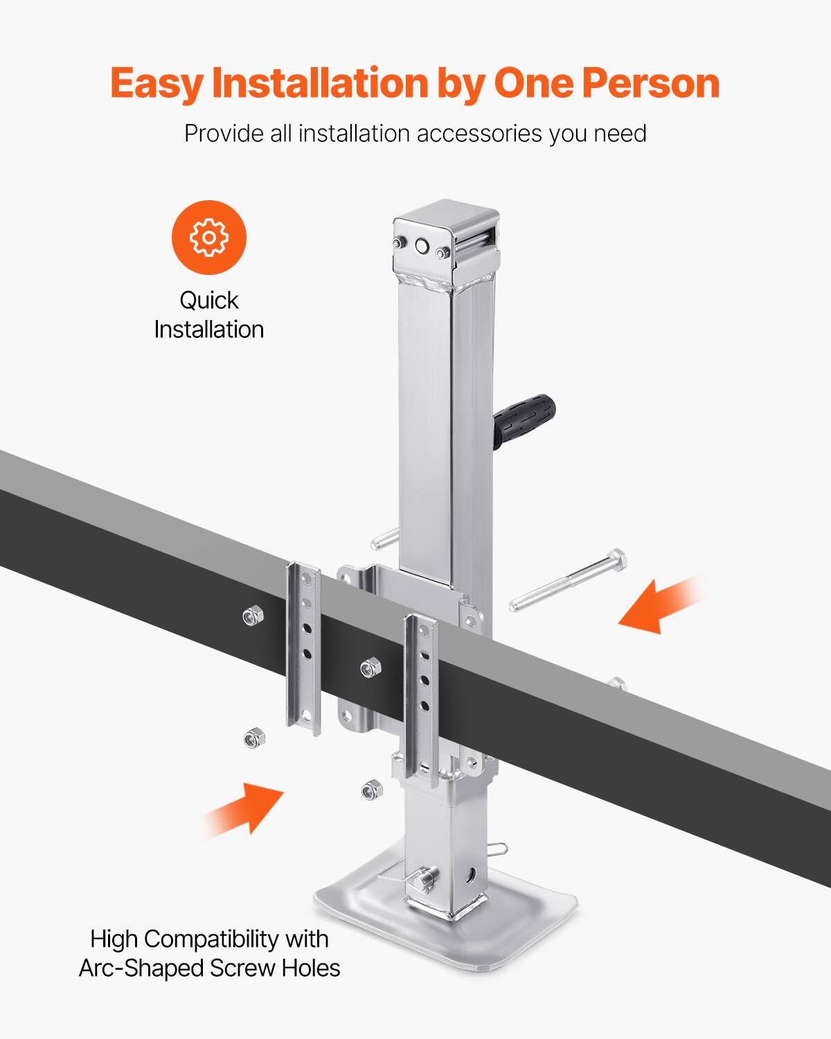 Easy Installation by One Person  
Provide all installation accessories you need  
Quick Installation  
High Compatibility with Arc-Shaped Screw Holes
