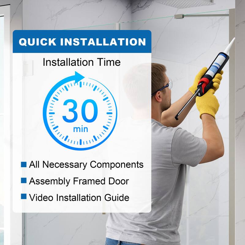 QUICK INSTALLATION

Installation Time: 30 min

- All Necessary Components
- Assembly Framed Door
- Video Installation Guide