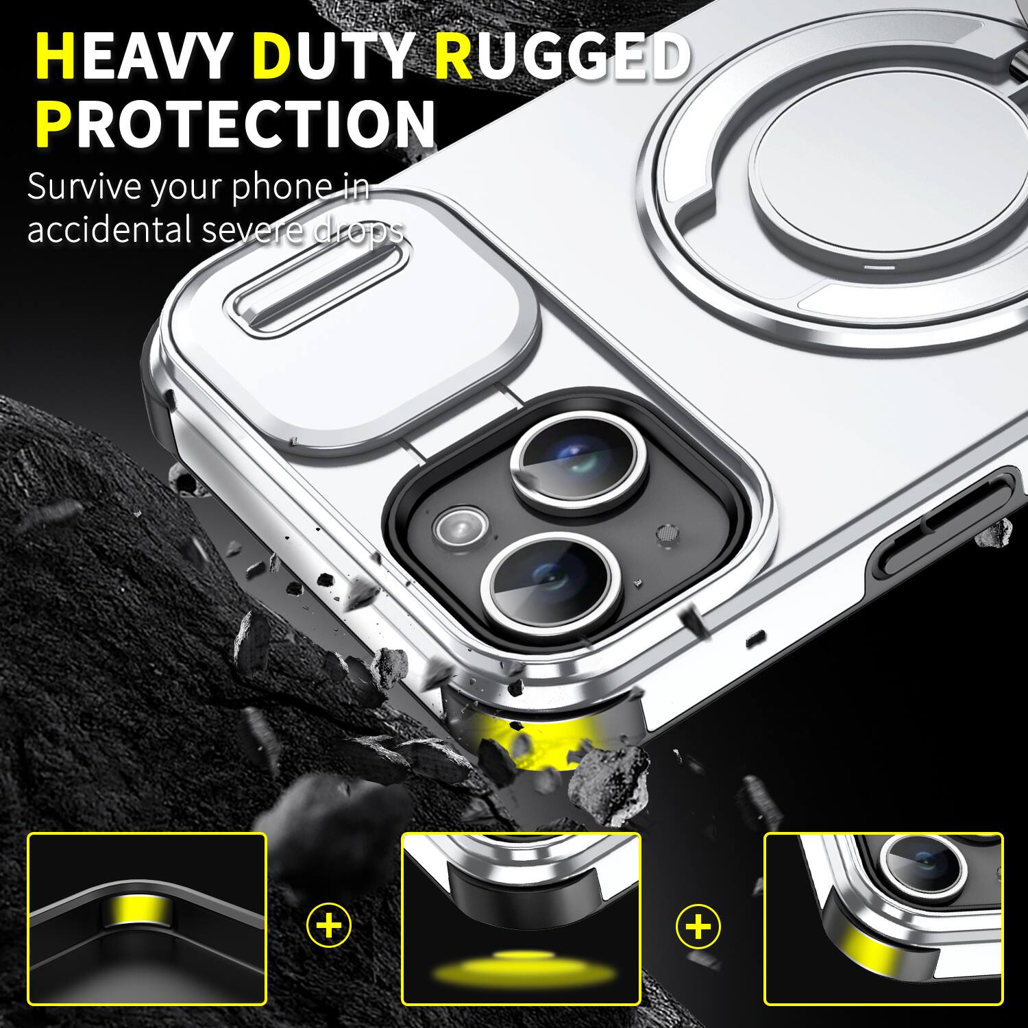 HEAVY DUTY RUGGED PROTECTION  
Survive your phone in accidental severe drops