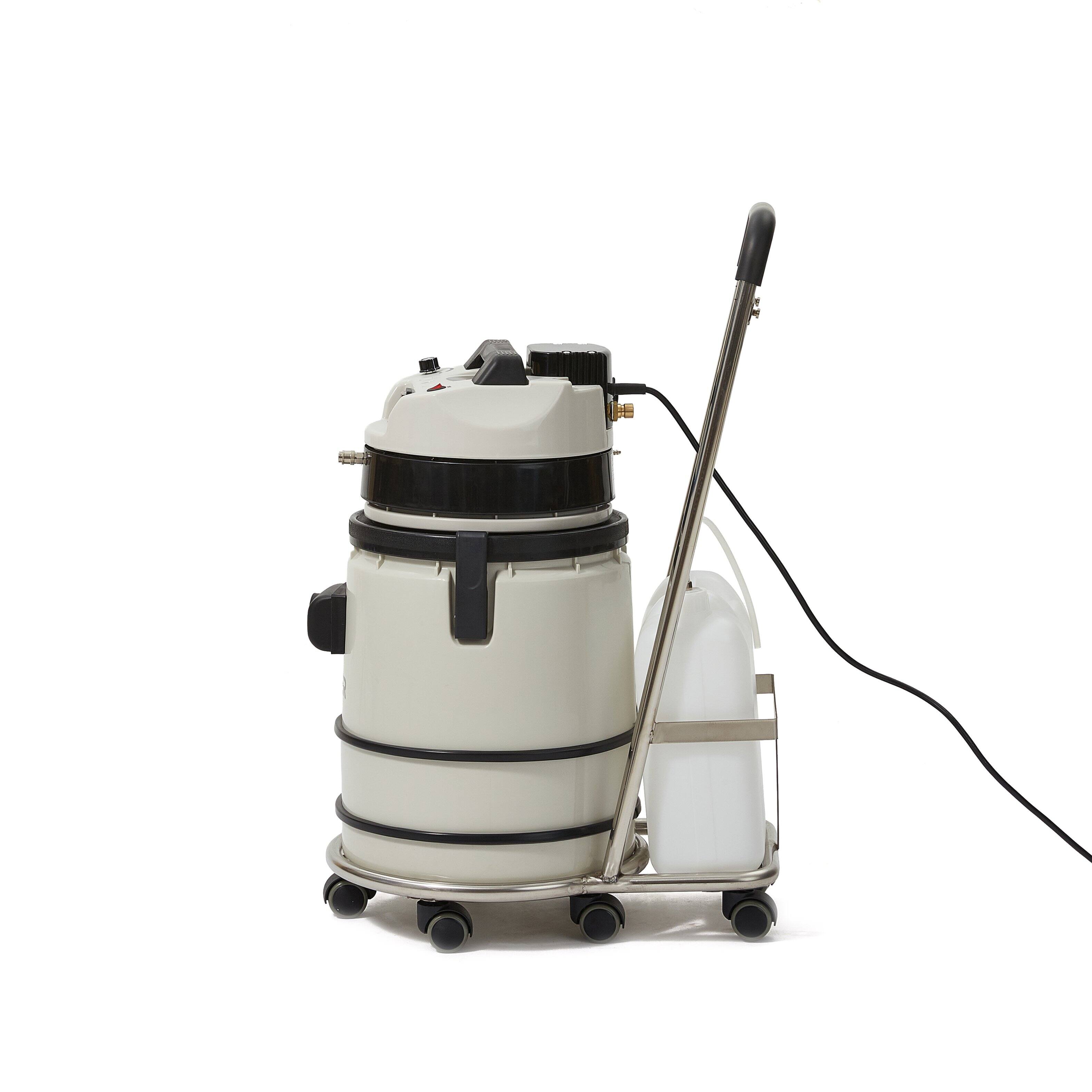 Alt View 2. Dapper Supply - Commercial Wet/Dry Vacuum Cleaner with Steam, Cold Water Extraction & Soap Dispensing, 5.5 Gal Tank - White.
