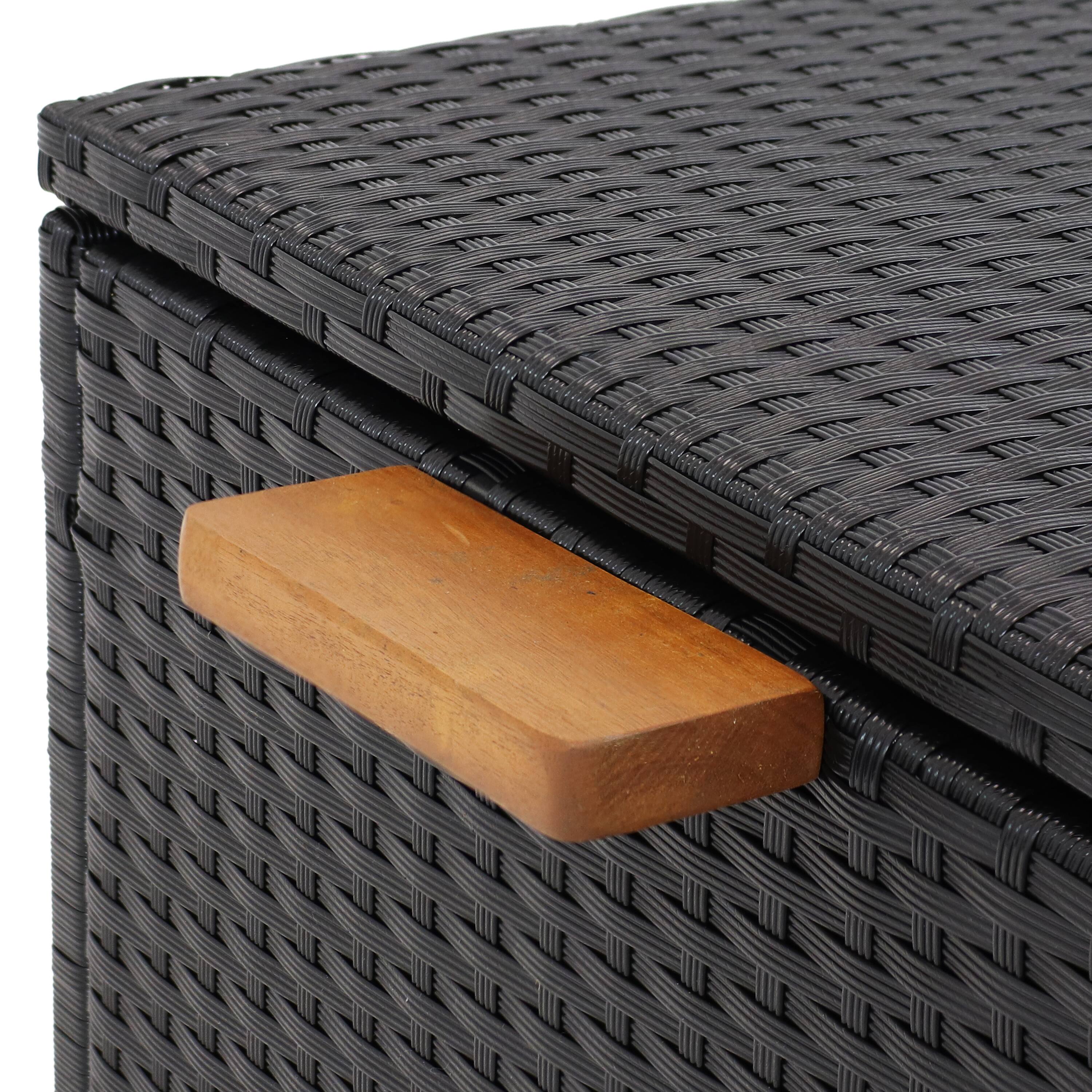 Alt View 10. Sunnydaze - Resin Wicker Indoor/Outdoor Storage Deck Box with Handles - Black.