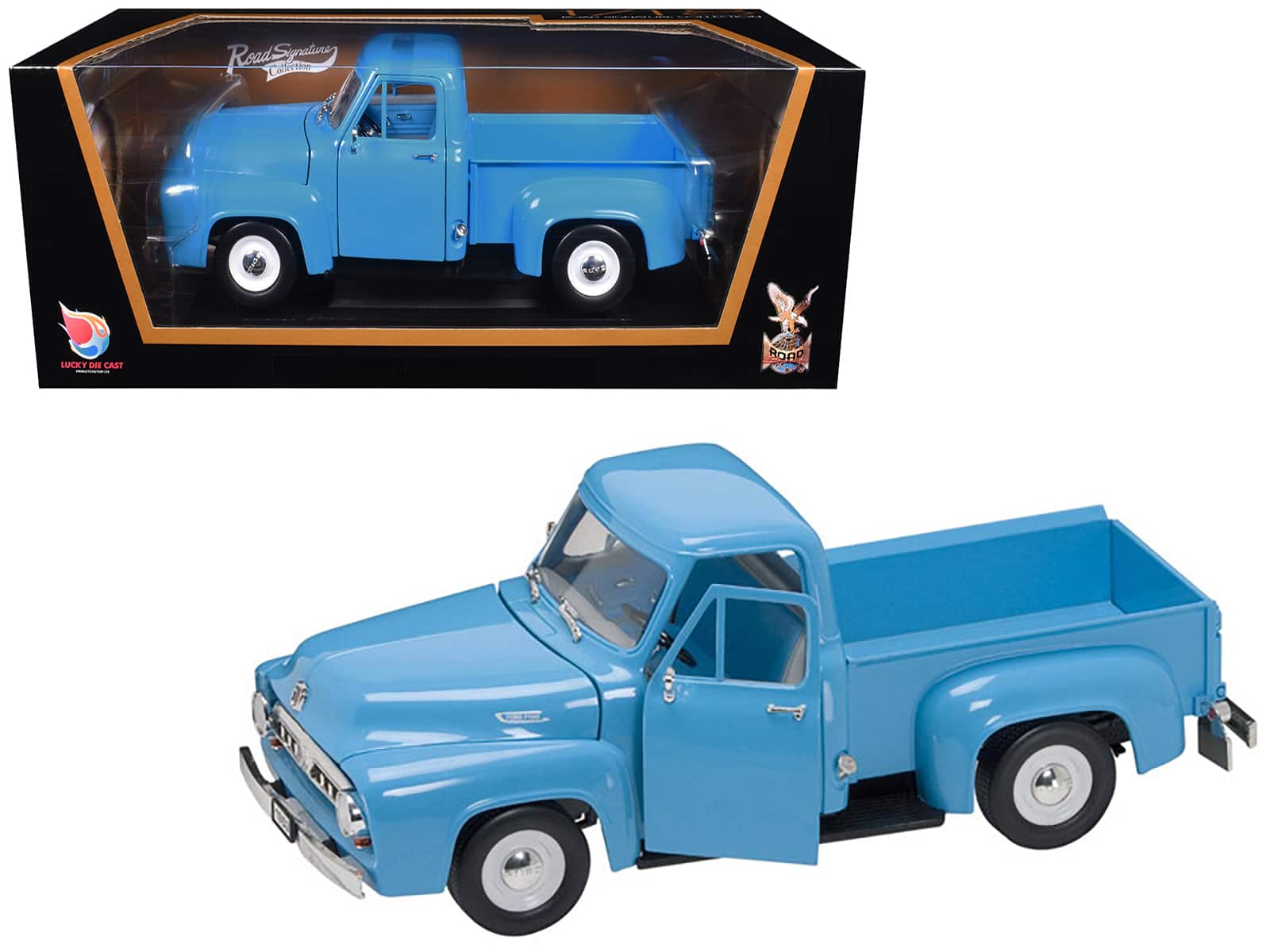 1953 Ford F-100 Pickup Truck Light Blue 1/18 Diecast Model Car by Road Signature price history on PriceWatchPro