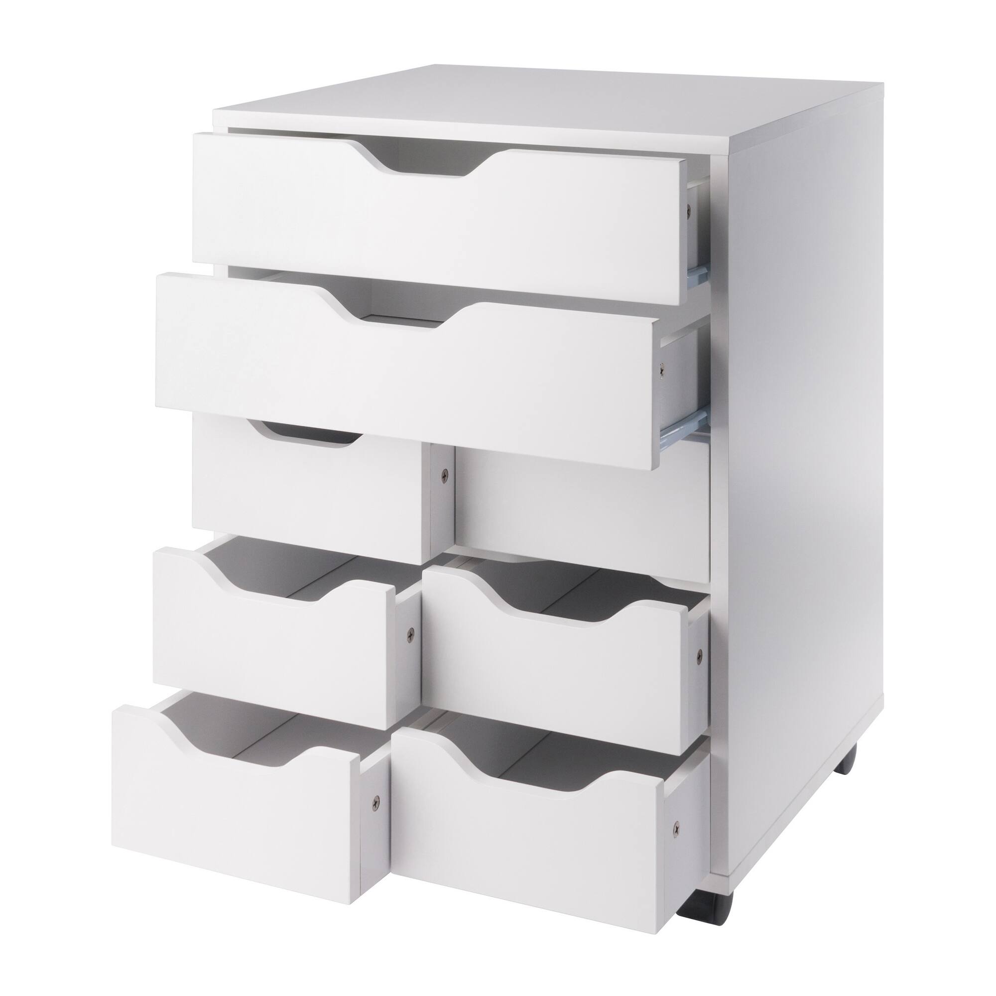 Alt View 1. Winsome Wood - Norfolk 6 Bins, 2 Drawer Mobile Cabinet - White.
