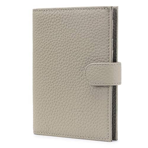 Vulpecula Spade - RFID Passport Holder Travel Wallet for Women, Leather Passport Cover Wallet with Card Holders SIM Slots,Zippered Coins - Elephant Grey