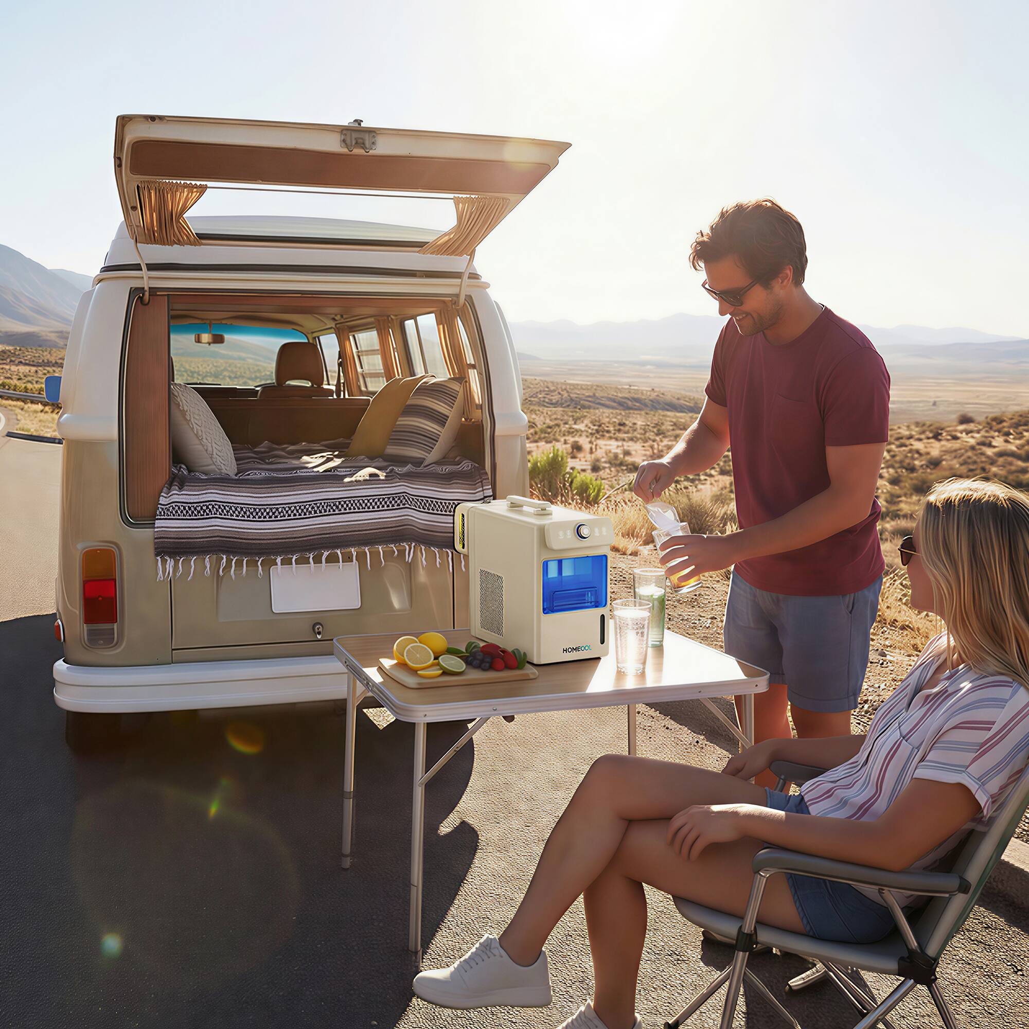 Alt View 1. Homevol - Portable Ice Maker for Indoor & Outdoor Use, Battery Powered or Plug-in, 5.5H Runtime, Portable for Camping & RV - White.