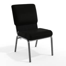 Emma + Oliver - Church Chair 20.5 in. Wide - Black Fabric/Silver Vein Frame