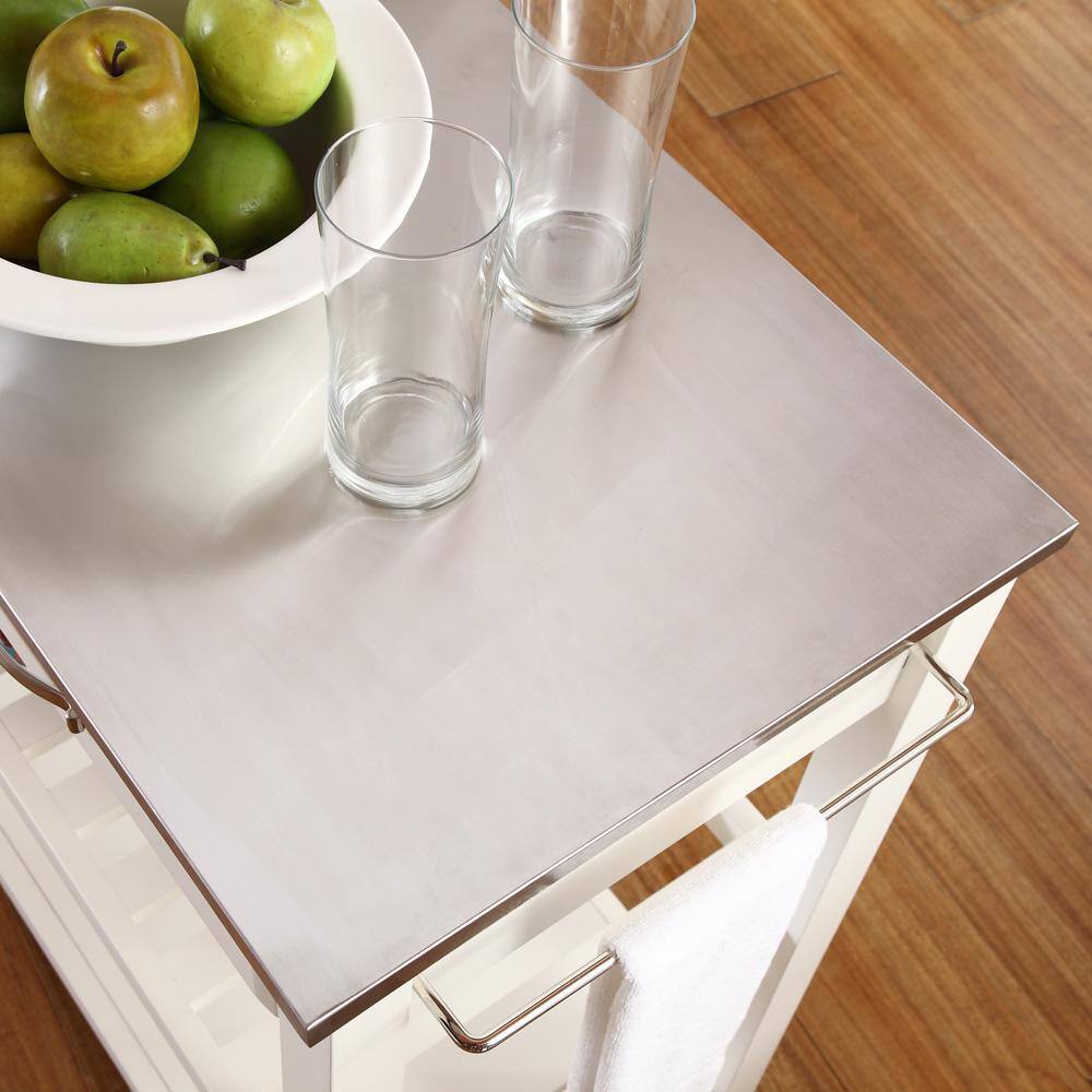 Alt View 5. Crosley Furniture - Stainless Steel Top Kitchen Prep Rolling Cart - White.