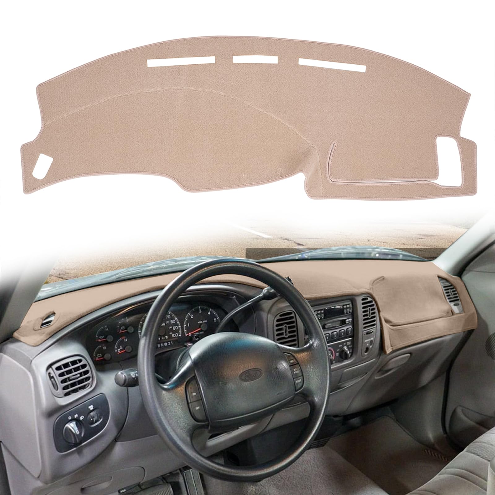 COTTAGE - dashboard cover custom fit ford raptor light sensor dash mat pad carpet protector black - 1997-2003 Beige