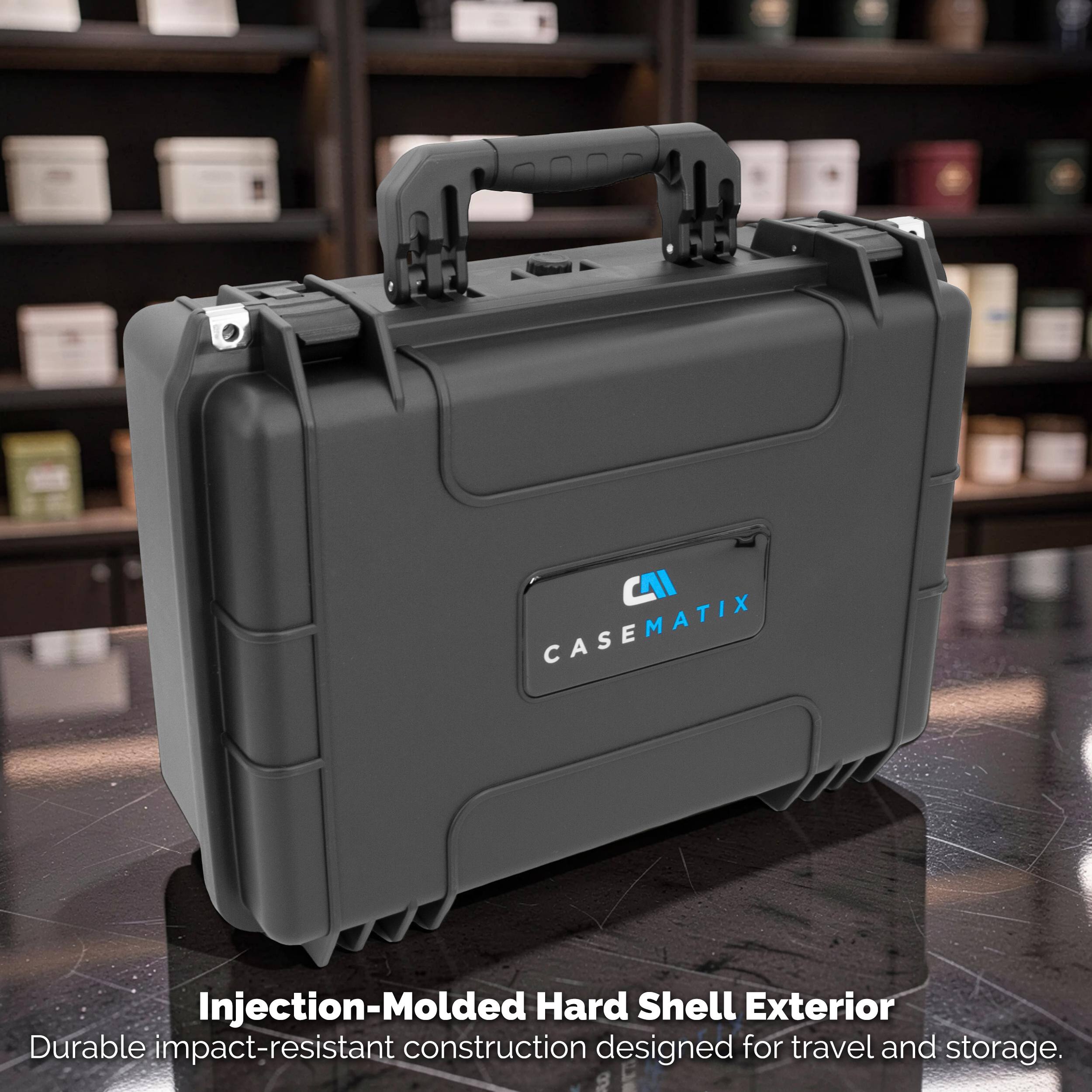 CAI CASEMATIX Injection-Molded Hard Shell Exterior Durable impact-resistant construction designed for travel and storage.