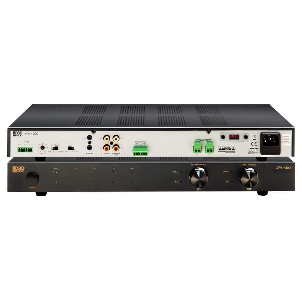OSD Audio - XPA1000 Commercial 70V/100V Amplifier, 1000W 2-Channel Class D with RS232 and 12V Trigger - Black