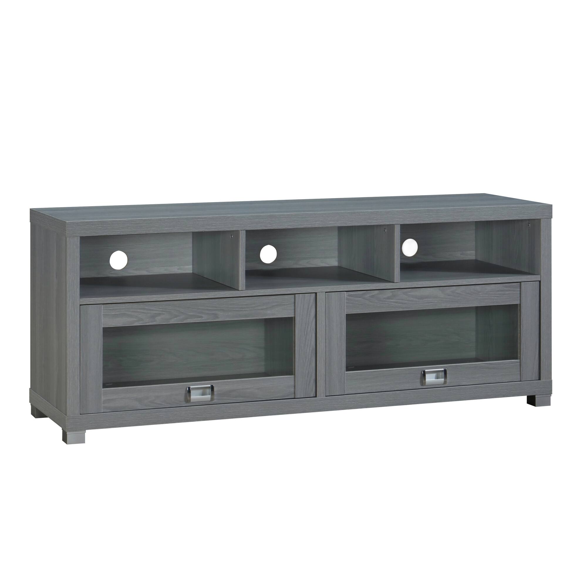 Alt View 2. GOODSILO - Modern TV Stand for Large Screens Up to 75 Inches with Storage Shelves and Glass Doors - Gray.