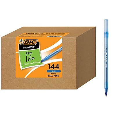 BIC Round Stic Xtra Life Ultra Long Lasting  
144 BLUE Medium BALL PENS