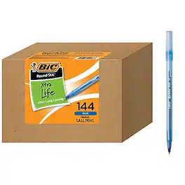 BIC - Round Stic Xtra Life Ballpoint Pen, Medium Point, 1.0mm, 144/Pack - Blue Ink