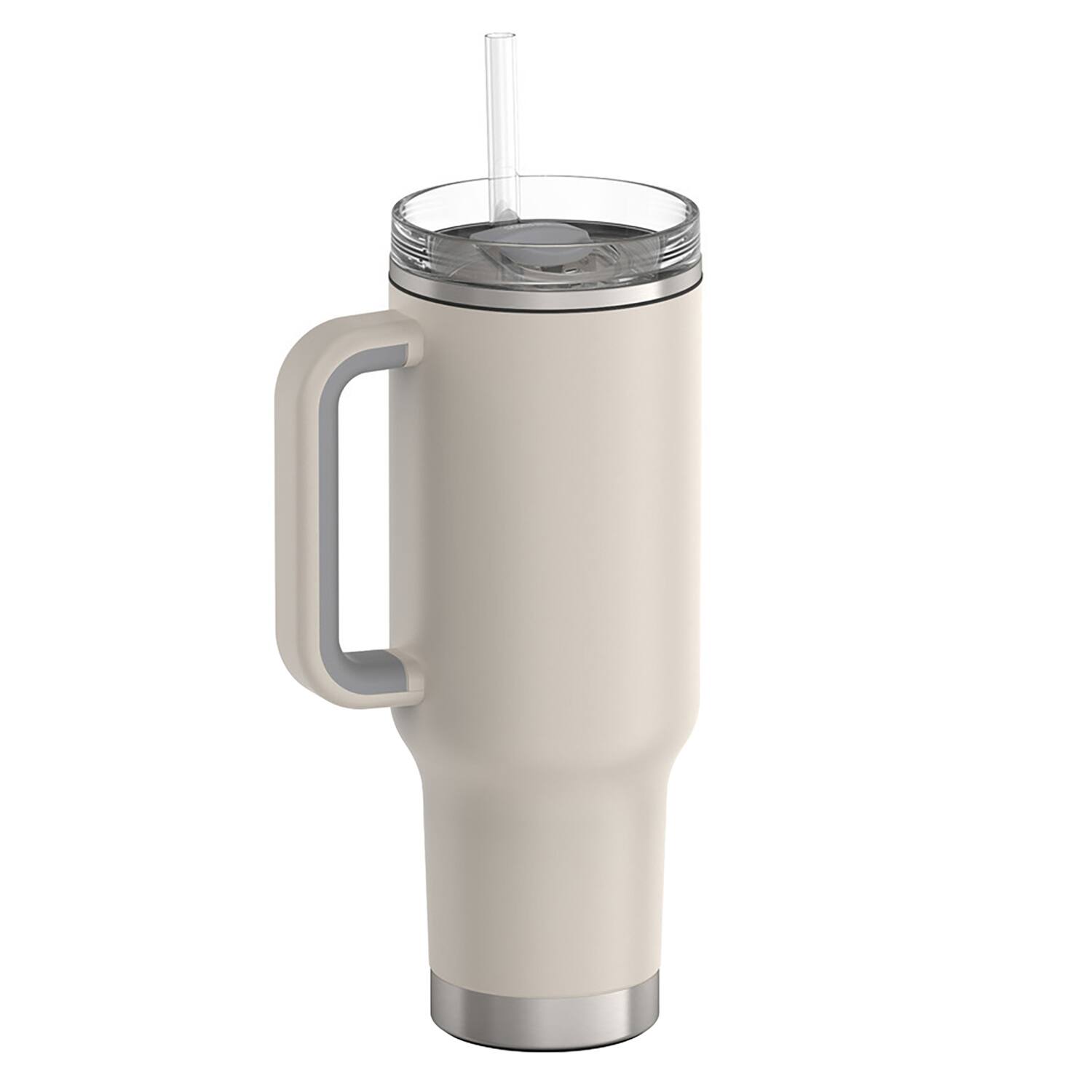 Alt View 7. Thermos - Thermos 40 oz Stainless Steel Cup Holder Mug w/ Straw - Sandstone - Sandstone.