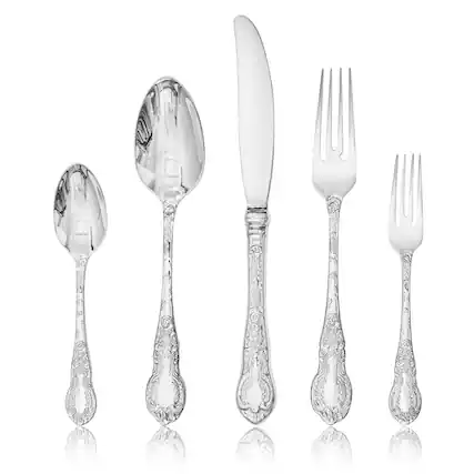 Front. Dazzed Corner - 20-Piece 18/10 Stainless Steel Flatware Cutlery Set,Silverware Set - Silver.