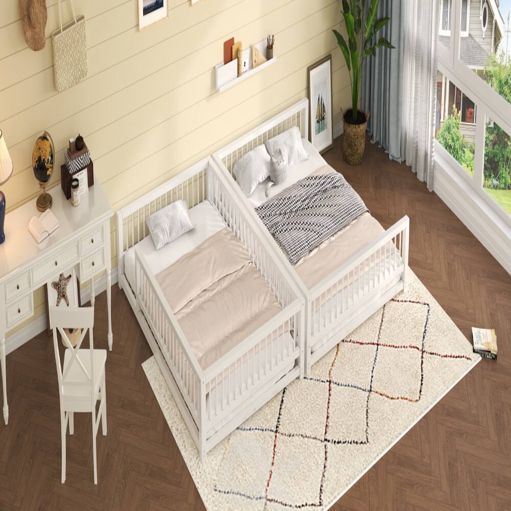 Alt View 3. Loheer - Loheer Full XL Over Queen Bunk Bed Heavy Duty Metal White - White.