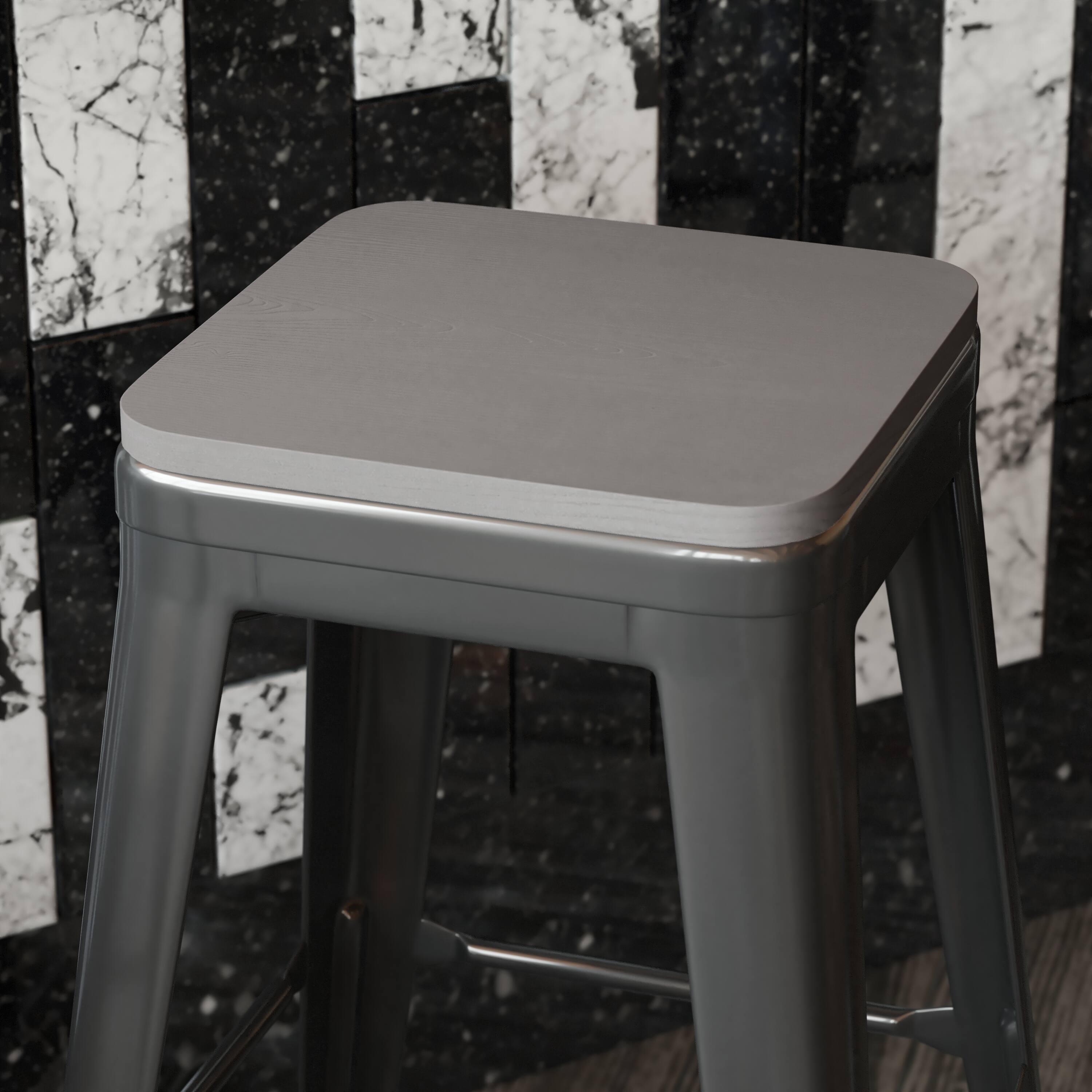 Alt View 2. Emma + Oliver - Stryde All-Weather Durable Polyresin Seat for Colorful Metal Dining Chairs, Counter Stools and Bar Stools - Gray.