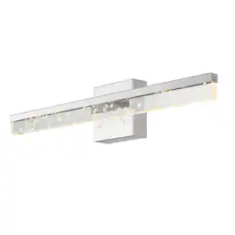Jonathan Y - Mario 22" 1-Light Modern Contemporary 360-Degree Rotatable Iron/Seeded Acrylic Integrated LED Vanity Light - Chrome/Clear