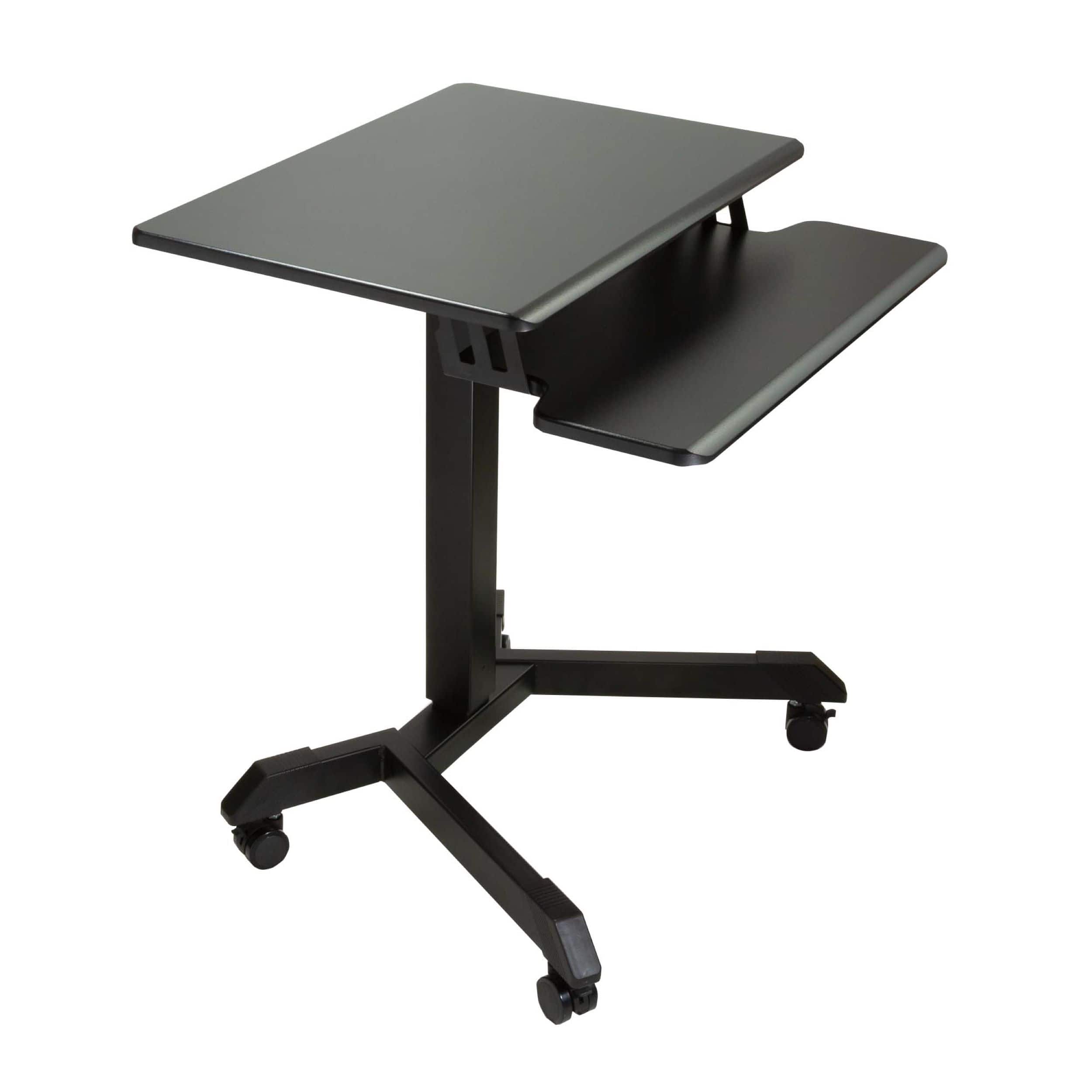 Angle. Victor - Mobile Adjustable Standing Desk with Keyboard Tray 25.6" Wide - Black.