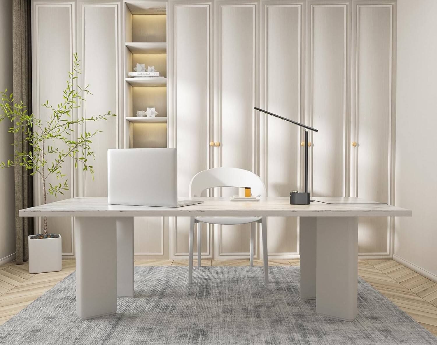 Alt View 4. FINEAK - Eye-Caring LED Desk Lamp with Dual USB Charging & Foldable Design - Black.