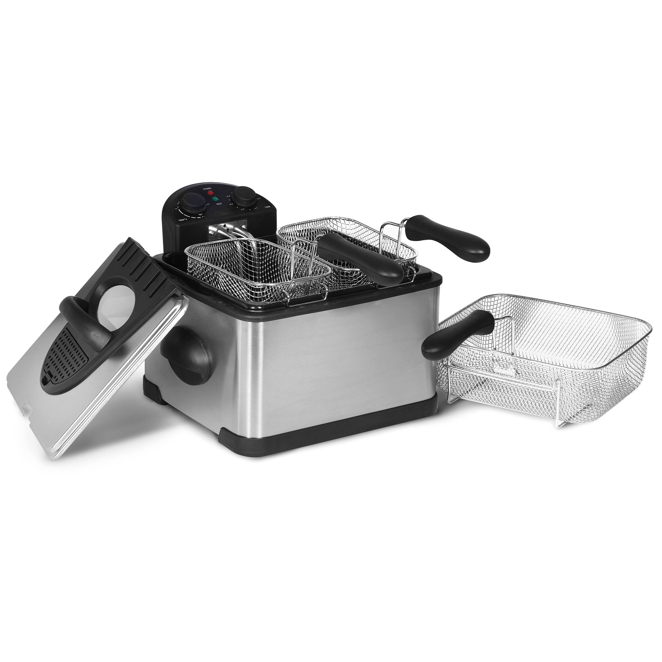 Alt View 1. MegaChef - MegaChef 4.23 Quart Stainless Steel Electric Deep Fryer with Timer - Silver.