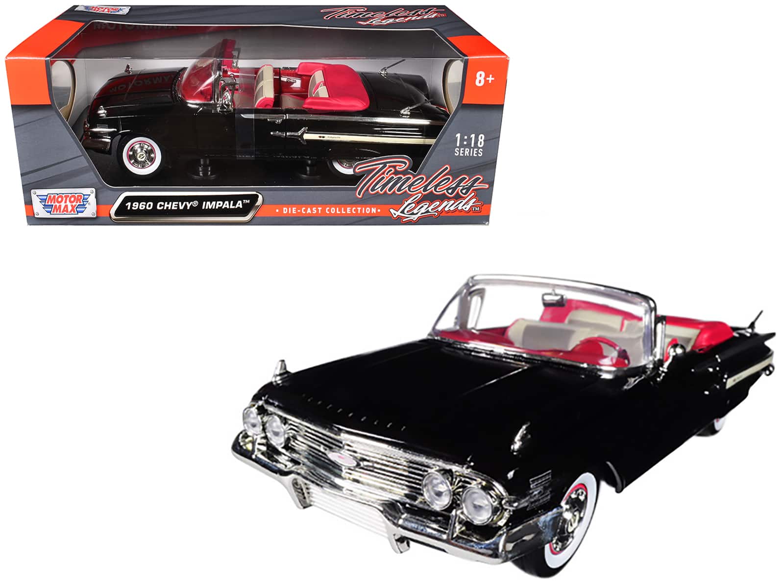 1960 Chevrolet Impala Convertible Black 1/18 Diecast Car Model by Motormax price history on PriceWatchPro