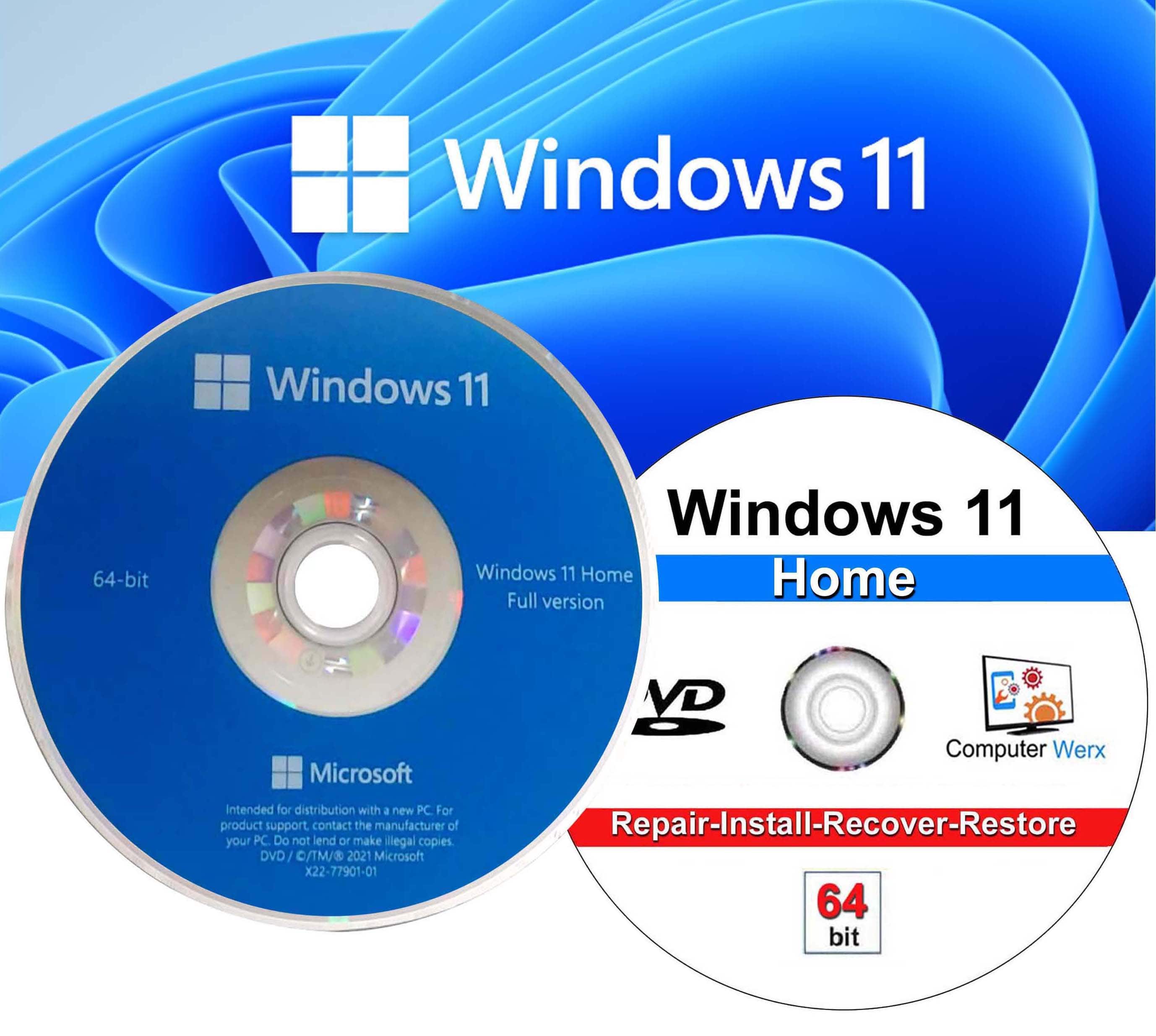 Microsoft - Windows 11 Home 64 bit OEM DVD &  Repair Recover Restore DVD, 2 Pack - Windows