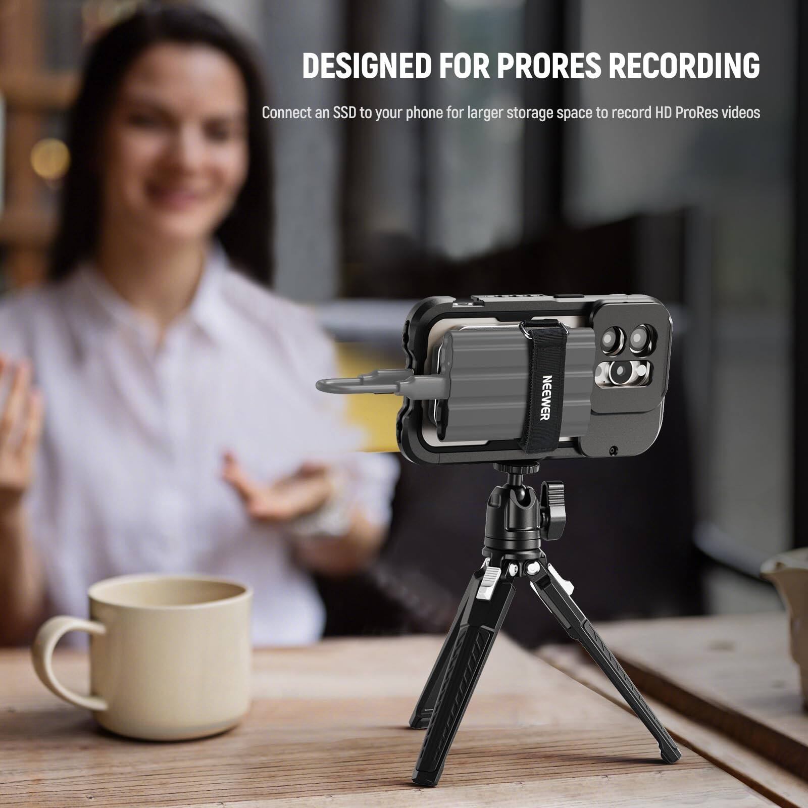 DESIGNED FOR PRORES RECORDING

Connect an SSD to your phone for larger storage space to record HD ProRes videos