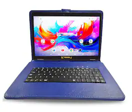 LINSAY - 10.1"Octa Core 256GB Storage Android 15 Tablet with Style Keyboard - Blue