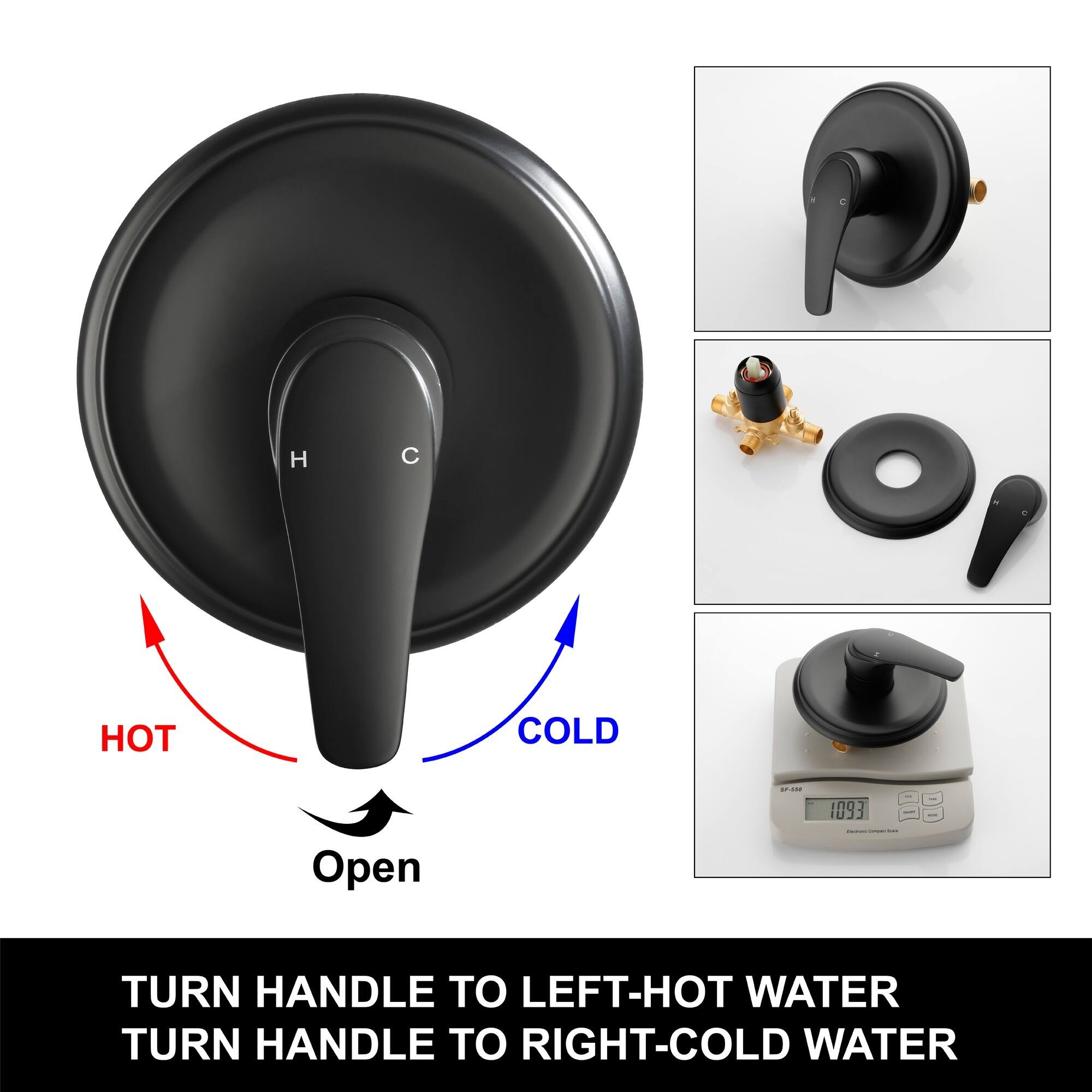 H C HOT COLD Open d. 1093

- TURN HANDLE TO LEFT-HOT WATER
- TURN HANDLE TO RIGHT-COLD WATER