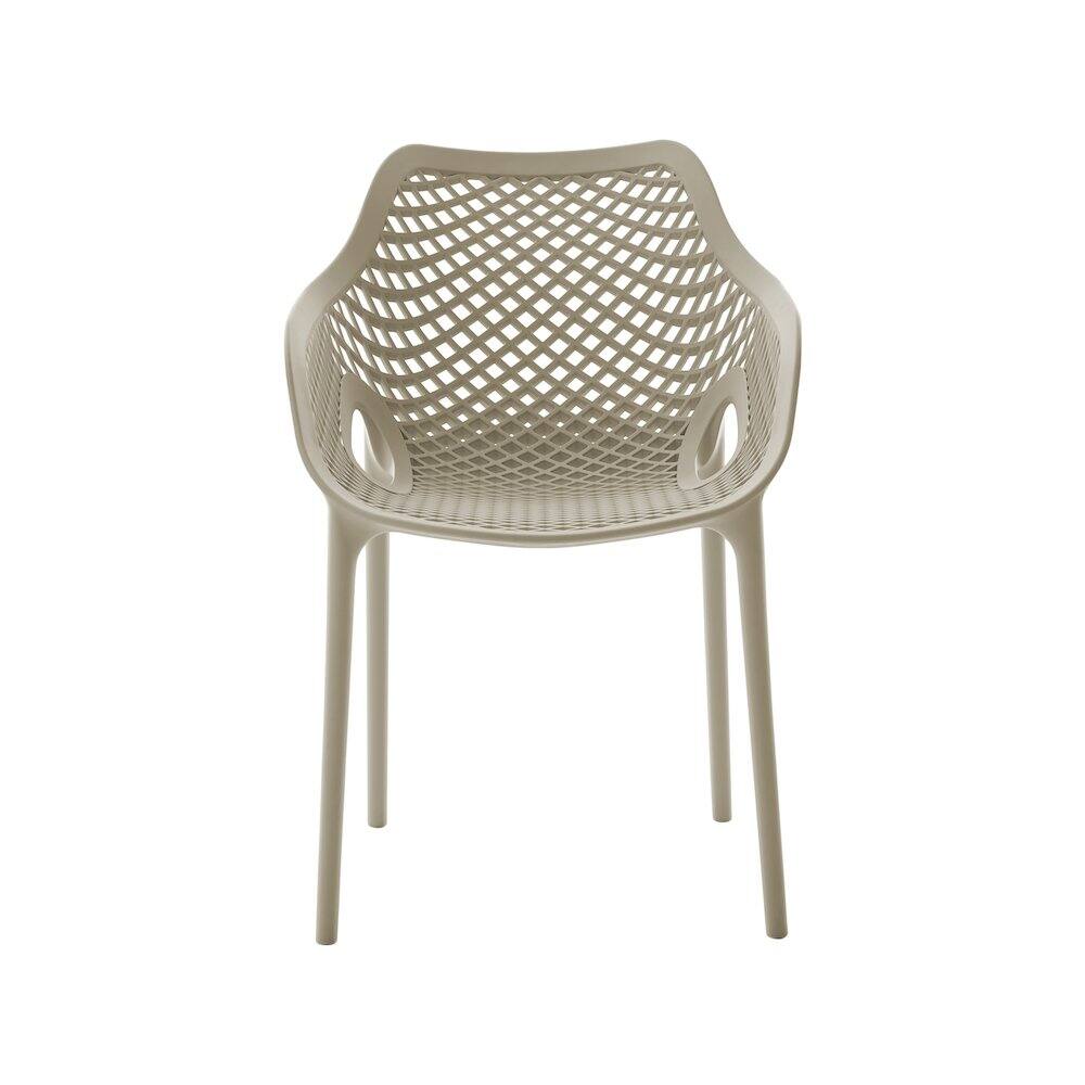 Back. Meridian Furniture - Mykonos Taupe Outdoor Patio Dining Chair, Set of 4 - Taupe.