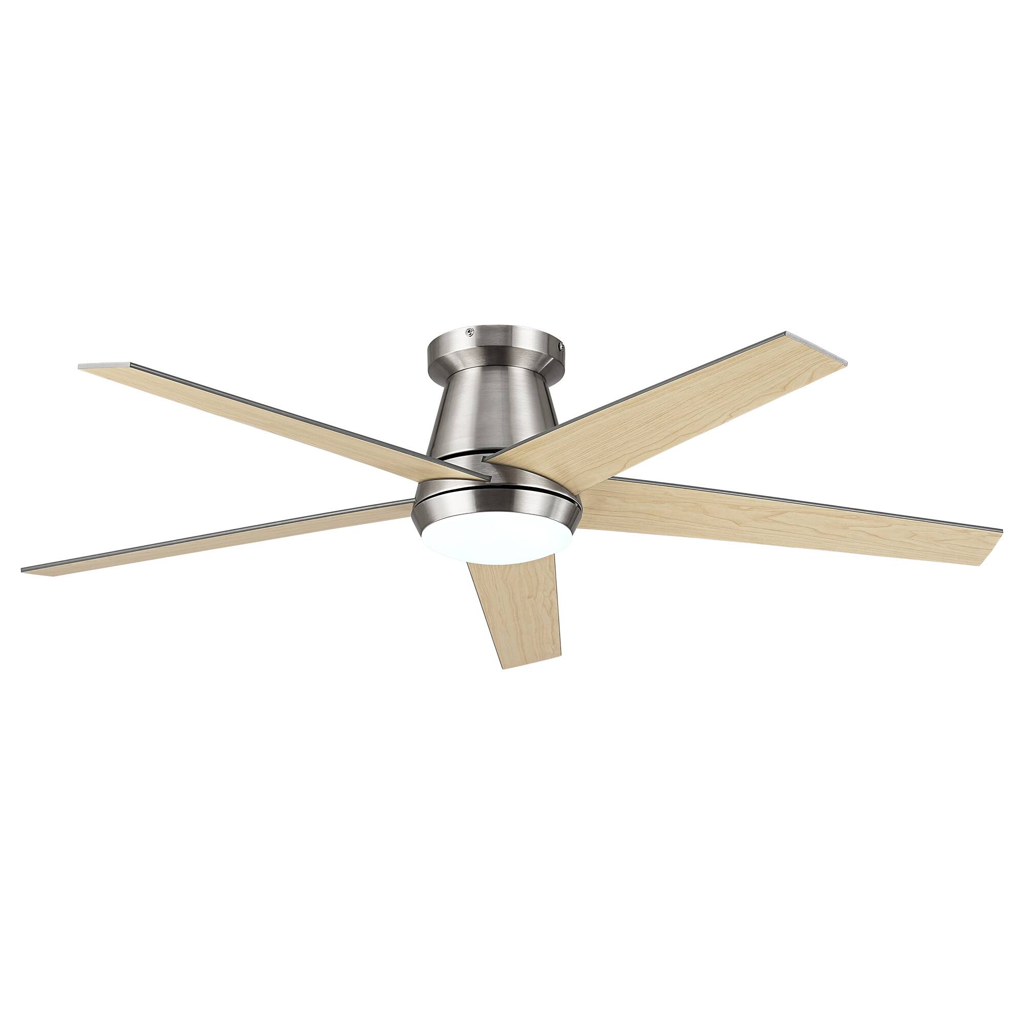 Alt View 8. Vaczon - 52 Inch Modern Reversible Blades 3CCT Dimmable LED Smart Flush Mount Ceiling Fan with Light, Remote and App Control - Satin Nickel.