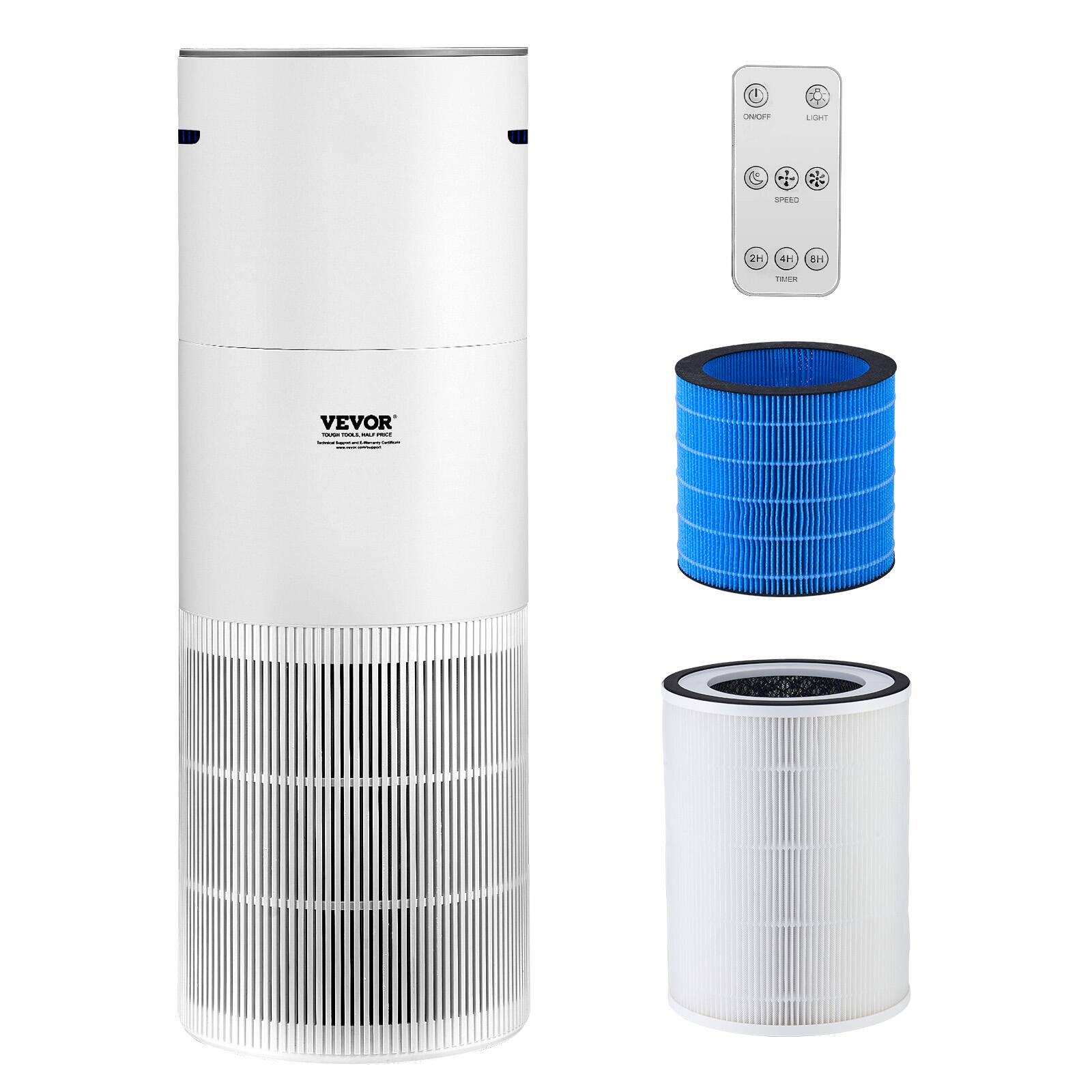 VEVOR  
FOUR TOLL AIR PURIFIER  

ON/OFF  
LIGHT  
SPEED  
TIMER  
2H  
4H  
8H