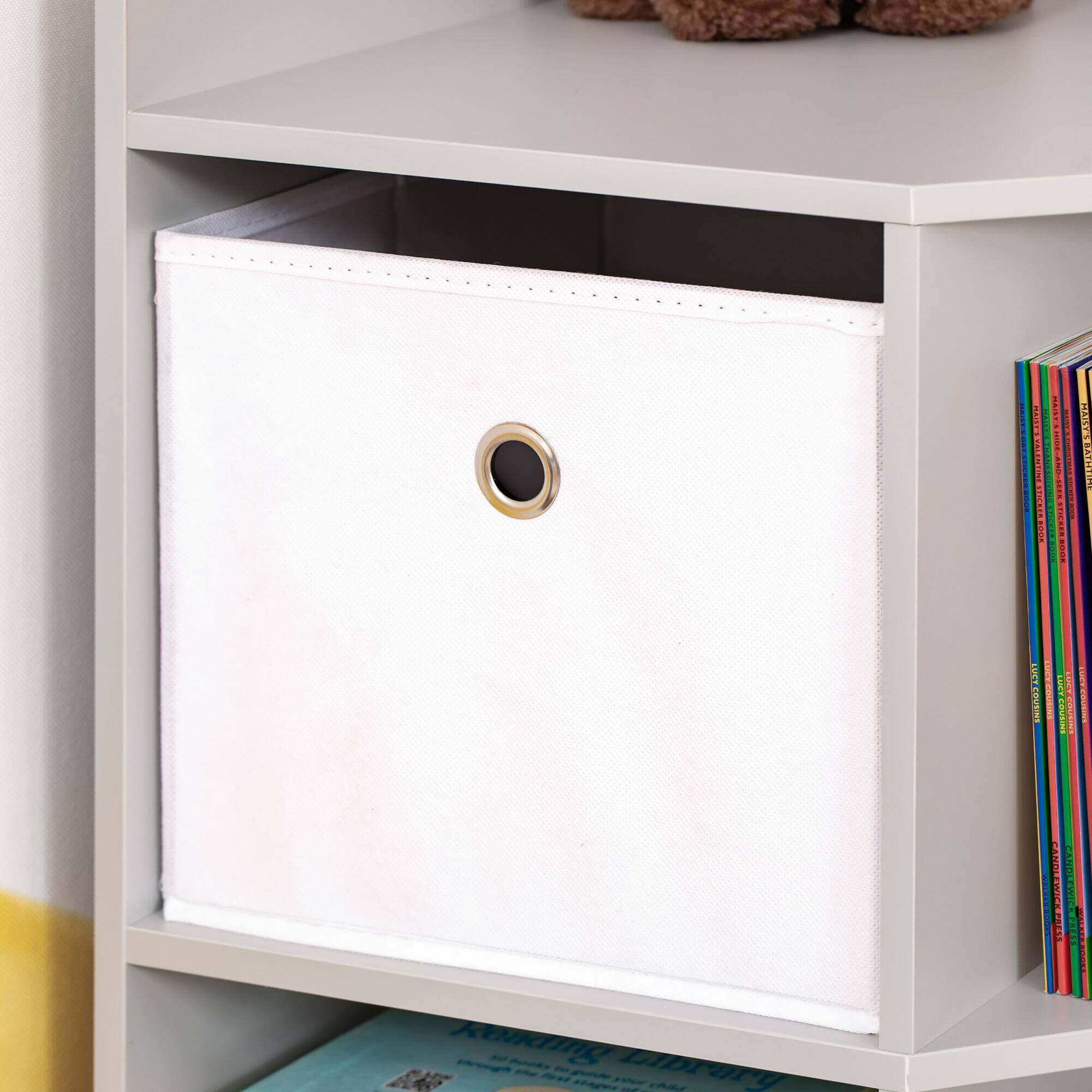 Alt View 5. Homcom - Kids Corner Cabinet, Cubby Toy Storage Organizer, Bookshelf Unit with Three Baskets for Playroom, Bedroom, Living Room - Grey.