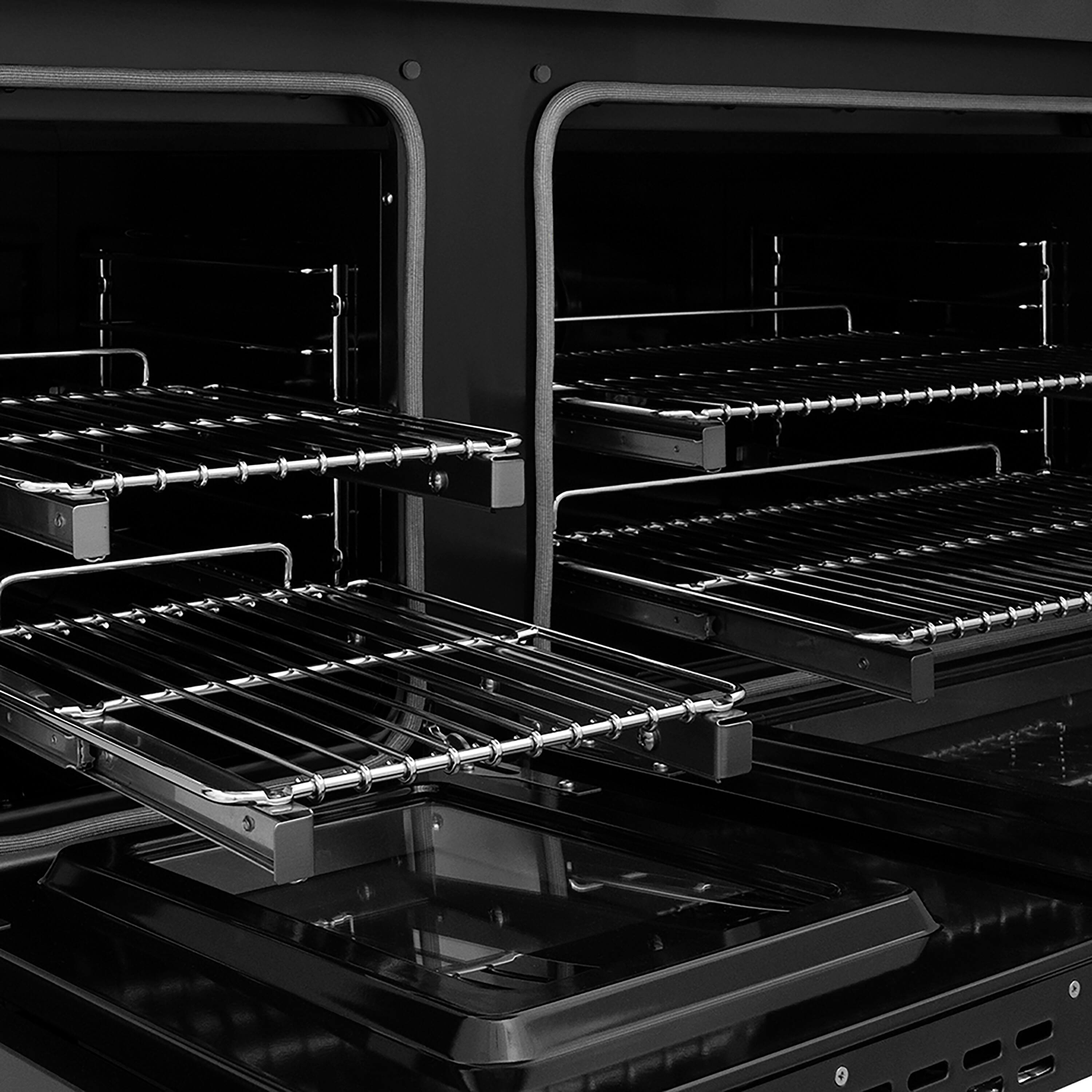 Alt View 6. ZLINE - 48 in. Wide 8 Burner Autograph 6.7 cu. ft. Freestanding Paramount Dual Fuel Range with Gold Helix Handles - Black Stainless Steel.