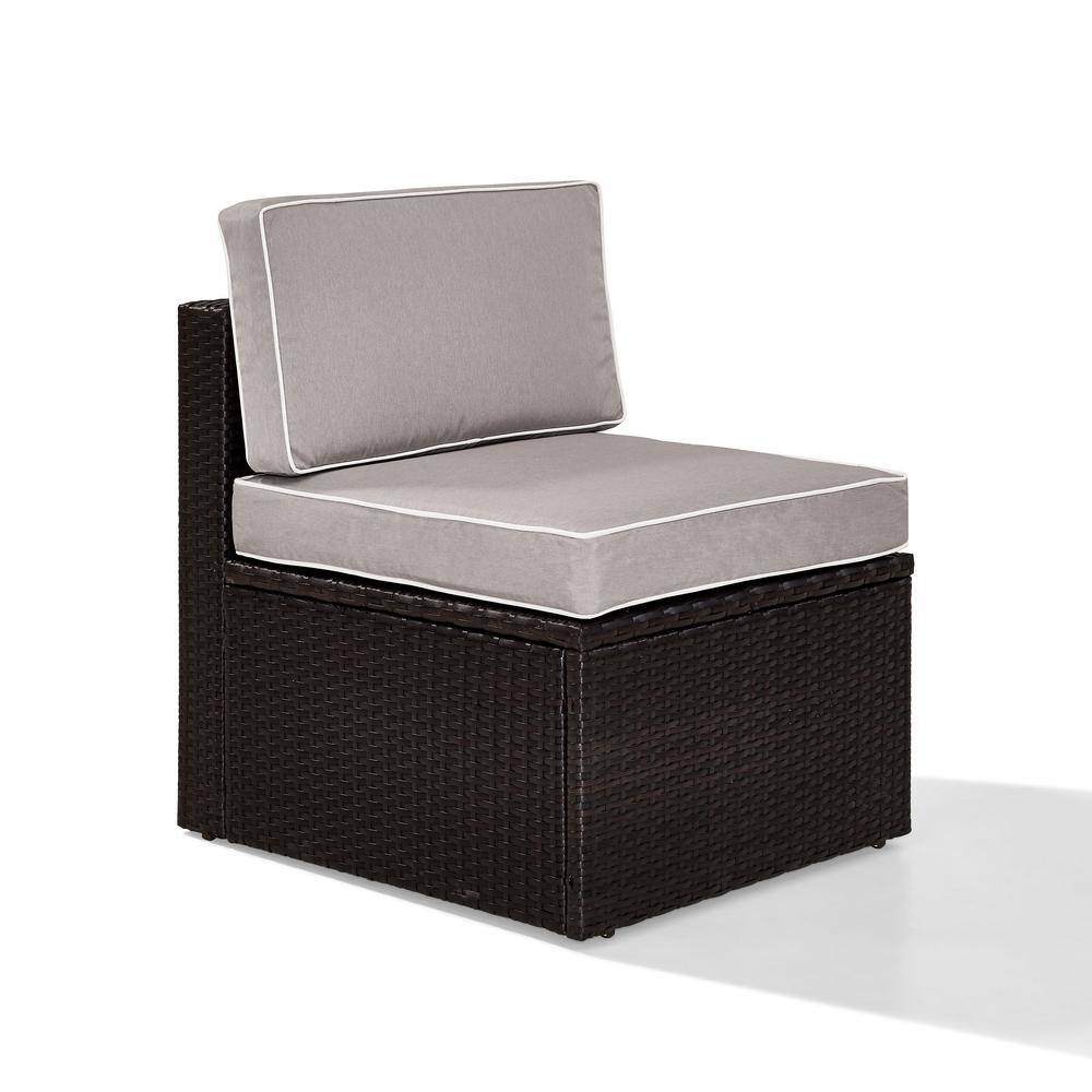 Alt View 1. Crosley Furniture - Palm Harbor Wicker Armless Outdoor Sectional Chair - Gray.