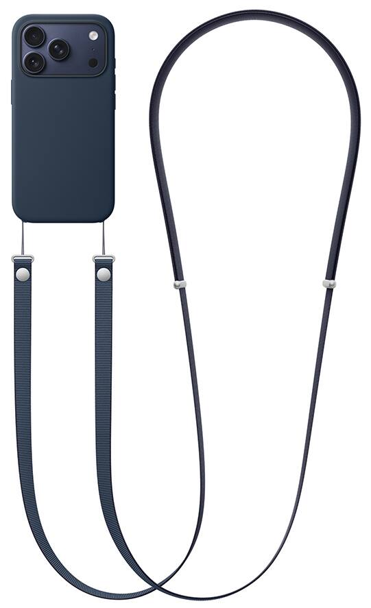 Alt View 5. Nakedcellphone - Woven Combo for iPhone 17 Pro - Tough Case + Magnetic Wallet + Crossbody Strap (Compatible with MagSafe) - Navy Blue.