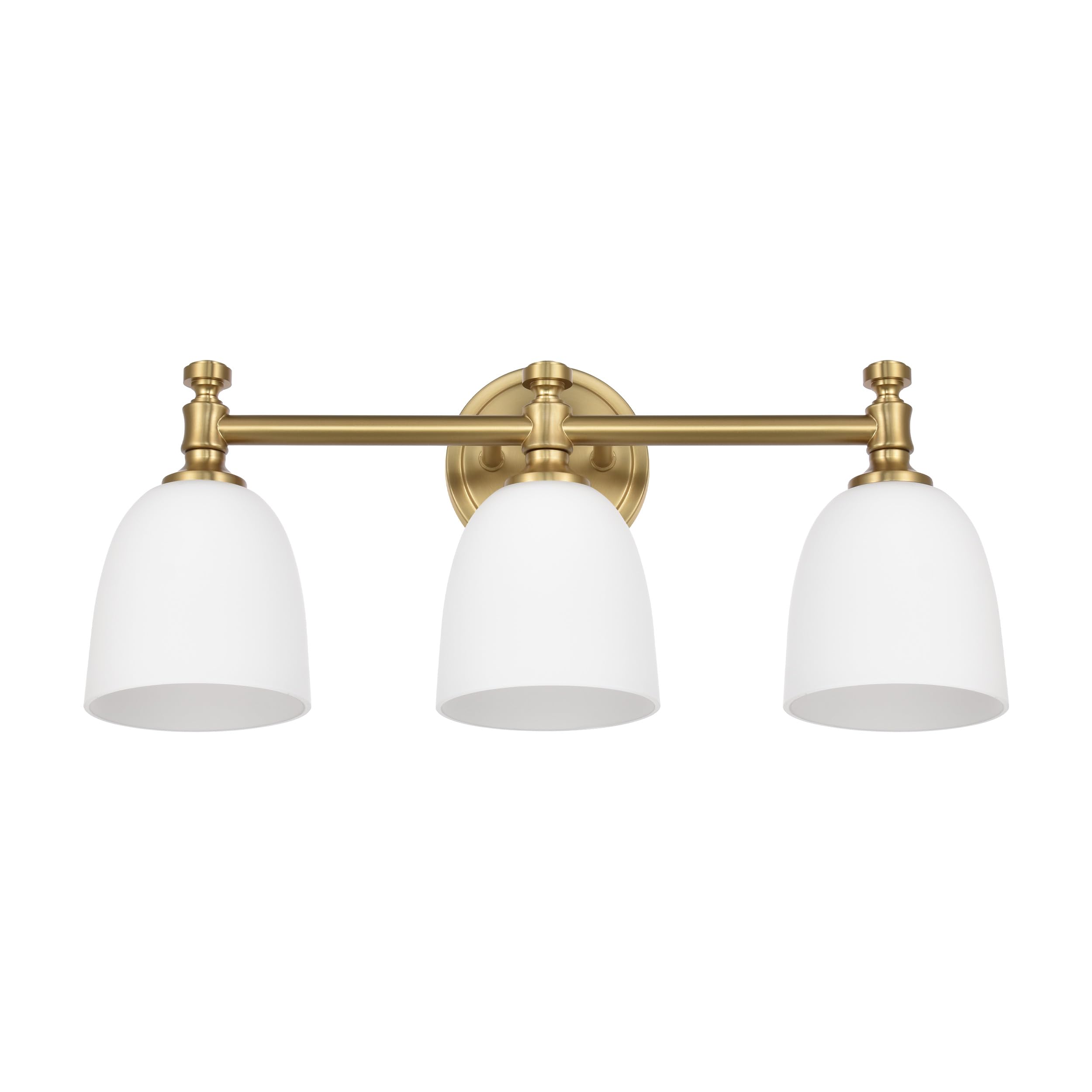 Comfort Essence - Bathroom Vanity Light Fixtures Over Mirror Traditional Lights For Living Room Milk Bell Glass Shades Standa - Aged Brass 3-Light